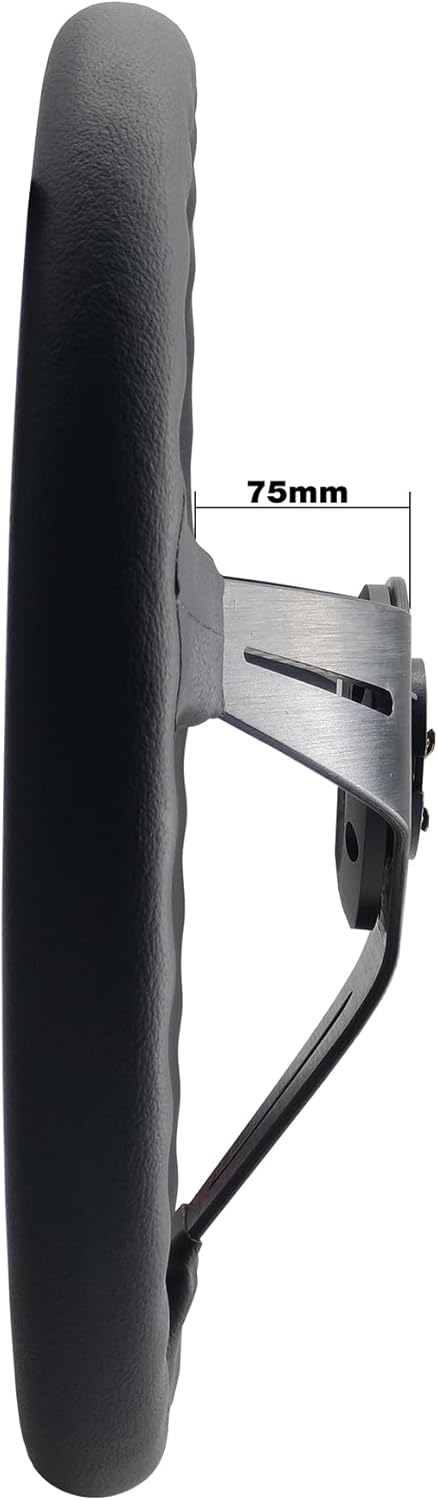 Sportief Universeel Stuur – Sportstuur – Leren Stuur – Auto Stuur – Racing Stuur – Echt Zwart Leer – Rode Stiksels – Diameter 350 mm