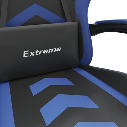 Gamingstoel – Gamestoel – Gaming Chair – Bureaustoel – Game Stoel – Kunstleer Zwart/Blauw – Verstelbare Rugleuning en Voetsteun