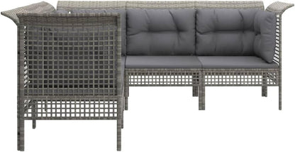 vidaXL 5-piece Lounge set with cushions poly rattan grey - QUORE