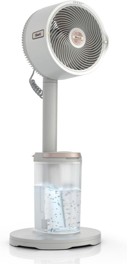 Shark FlexBreeze Pro Mist Snoerloze Binnen- & Buitenventilator, Verstuivingssysteem, Draagbare Tank, 20 m Reikwijdte, Voet- & Tafelmodel, 5 Snelheden, Stil, Afstandsbediening, Duifgrijs FA300WHEU