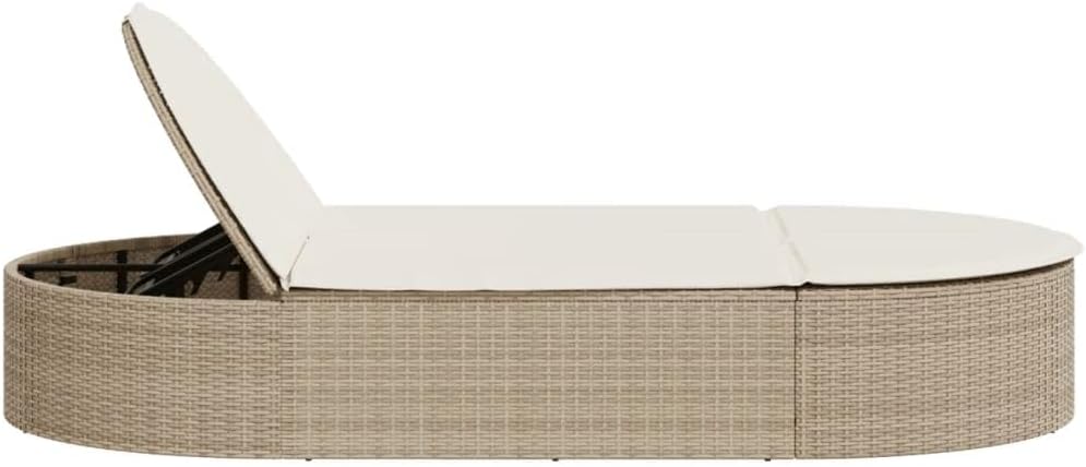 Garden Lounger with Padded Cushions and Adjustable Backrest, 3 Positions, PE Rattan and Steel Frame for Outdoor, Removable and Washable Covers - QUORE