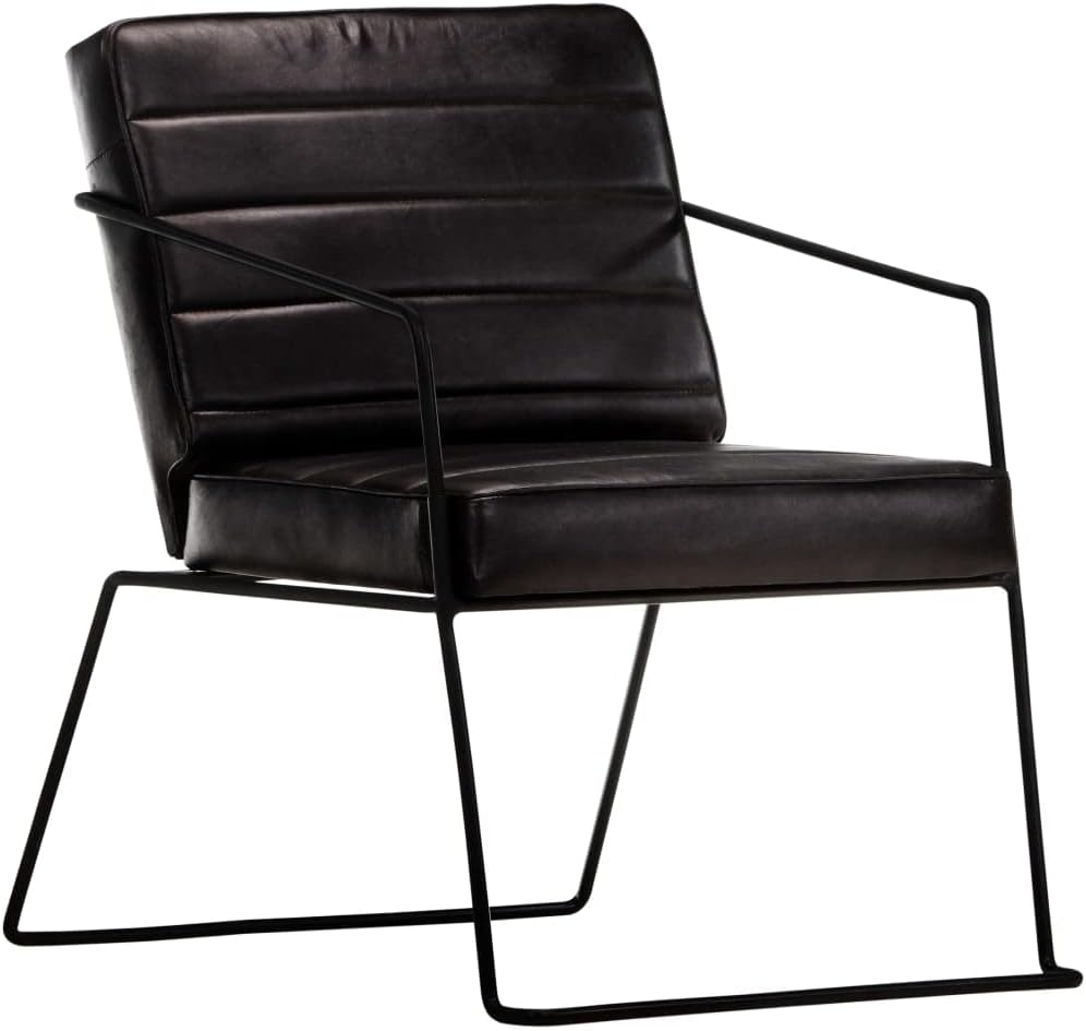 Armchair Black Genuine Leather Lounge Chair TV Chair Recliner Office Chair Chair for Bedroom Living Room Study Office