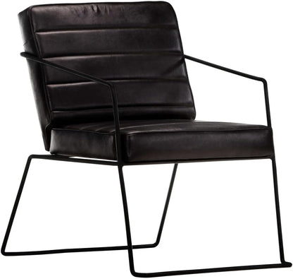 Armchair Black Genuine Leather Lounge Chair TV Chair Recliner Office Chair Chair for Bedroom Living Room Study Office