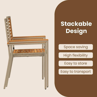 Tuinstoelen – Buitenstoelen – Balkonstoelen – Terrasstoelen – Stapelbare stoelen – Poly rattan – Inclusief zachte kussens