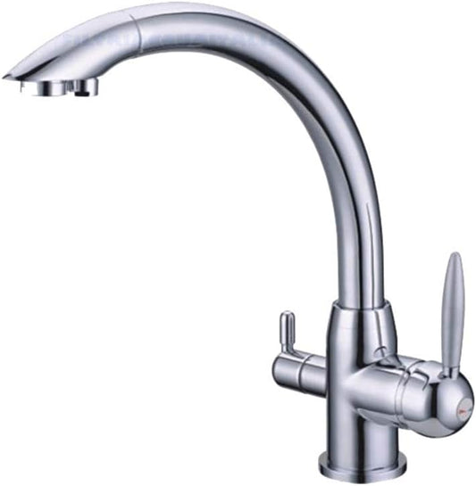 3-Weg Keukenkraan Voor Warm, Koud En Gefilterd Water – Waterfilterkraan – Mengkraan – Waterkraan – Kraan Voor Waterreiniger – 360° Draaibaar – Chroom Met Massief Messing