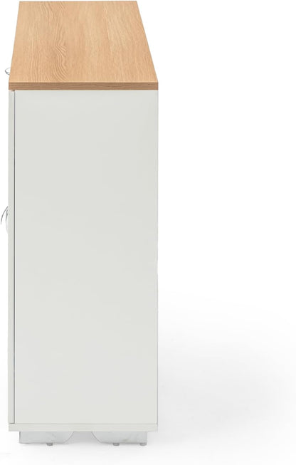 FurnitureR Buffet Multi-Storage Unit, Sideboard, Keukenkast, Cupboard met 4 Deuren 1 Drawer, Grote Plank Ruimte voor Keuken, Dining Room, Planken en Opbergruimte, Houten Top, 118 x 30 x 70 cm