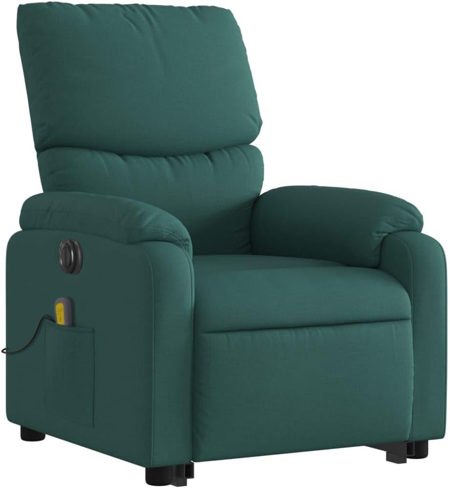 Elektrische Massagestoel – Sta-Op Stoel – Relaxstoel – TV Stoel – Elektrische Relaxstoel – 6-Punts Vibratiemassage – Elektrisch Verstelbare Rugleuning Tot 135° – Donkergroen Stof