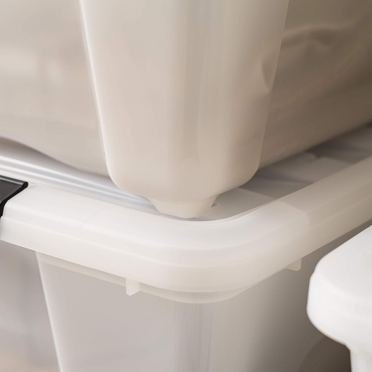 Iris Ohyama Plastic opbergbak, natuurlijk/zwart, 54 QT-6 Pack