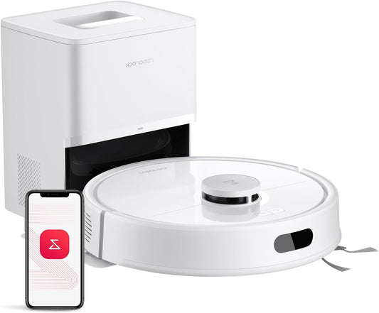 roborock Q7 L5+ Robot Vacuum Cleaner with Automatic Dust Drain, Double Anti-Tangle System, 8000Pa Suction, Electronic Water Tank, LiDAR Navigation, Ideal for Carpets and Pet Hair (White) - QUORE