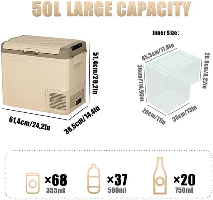 Alpicool GE50 50L elektrische compressor Koelbox/vriesbox, Mini koelkast 12/24 V en 230 V, Autokoelkast voor auto, vrachtwagen
