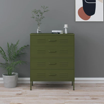 vidaXL Chest of drawers 80x35x101.6 cm steel olive green, chest of drawers, drawer cabinet, side cupboards, drawer cabinets, side cabinets, cupboards, cupboards, cupboards, cupboards