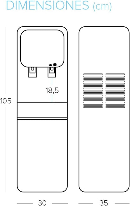 5-traps omgekeerde osmose-waterfontein model: eco-standaard Black Cooler RO 2T standaard inline filter, afgifte van koud en natuurlijk of koud en warm water.