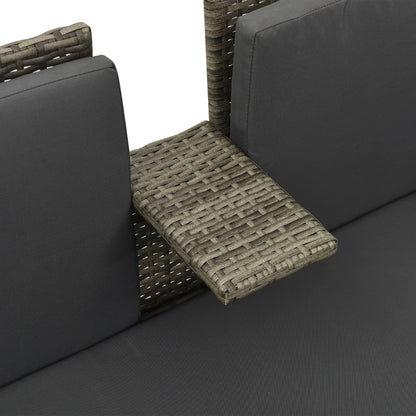 Loungeset – Tuinset – Zitgroep – Loungesofa – Balkonset – PE-Rattan – Waterafstotende Kussens – Poedergecoat Stalen Frame – Modern Grijs