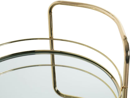HAKU Serveerwagen messing, Metaal, spiegel 5 mm - Maat: H 80 cm x Ø 48 cm, Stijl: Art Deco