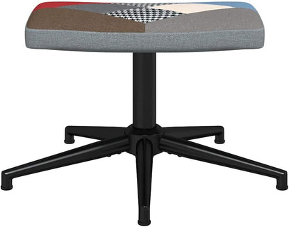 Relaxstoel Met Poef – Fauteuil – Draaistoel – Leunstoel – Lounge Stoel – Patchwork Ontwerp – 360 Graden Draaibaar – Comfortabel Schuimrubber – Stalen Frame