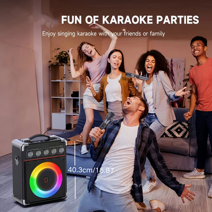 Draagbare Karaoke Machine – Karaoke Set – Wifi Microfoon – Bluetooth Speaker – Zanginstallatie – Met 2 Draadloze Microfoons – RGB Muziekverlichting – Hi-Fi Geluid & Lange Batterijduur