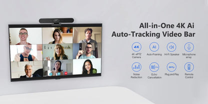 EagleBar Pro2 Videoconferentiecamera 4K ePTZ AI Face Tracking, luidspreker en conferentiemicrofoon, met afstandsbediening, compatibel met zoom/MS Teams of OBS-streaming