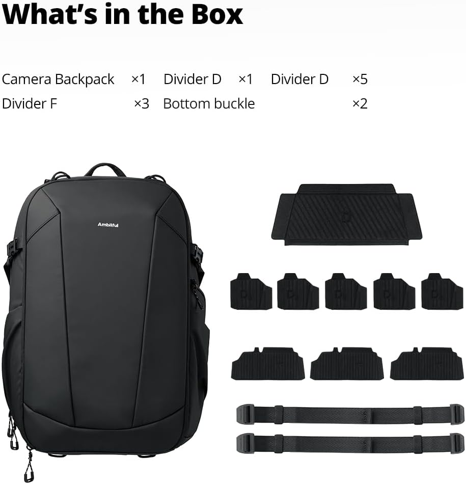 Camerarugzak – Fototas – Fotorugzak – Cameratas – DSLR/SLR Rugzak – Zwart – 25L+3L Inhoud – 12 Vakken, Laptopvak en Statiefhouder