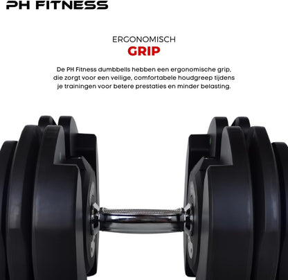 Adjustable Dumbbells 40kg Set – 2 Pieces | 17-in-1 Smart Adjustable Dumbbell 5–40kg | Professional Dumbbell Set for Home Gym | Space Saving Weights for Strength Training & Fitness - QUORE