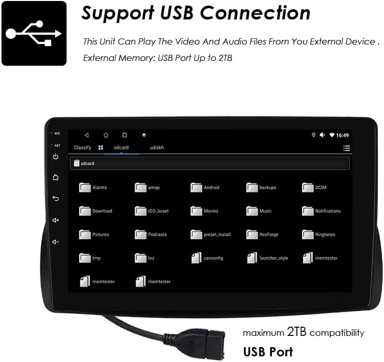 Ossuret Autoradio voor Citroen C2/C3 (2002-2006), 9 Inch Android 13 Aanraakscherm 2+32GB GPS Navigatie met Carplay Android Auto WiFi Bluetooth Stuurwielbediening DSP USB