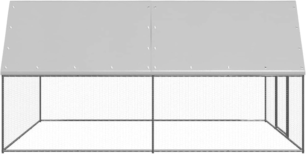 Chicken Cage with Roof, Chicken Coop, Freewheel, Chicken Aviary, Chicken, Small Animals, Poultry, Door with Lock, 3 x 4 x 2 m, Galvanized Steel