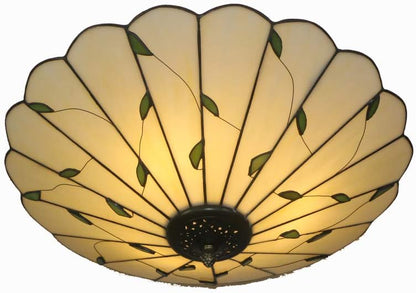 16 Inch Vintage Leaf Tiffany Style Ceiling Light Stained Glass Ceiling Lamp Flush Mount Ceiling Lighting Fixtures Lamps (40CM Leaf A)