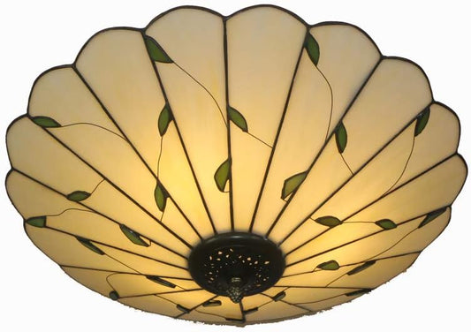 16 Inch Vintage Leaf Tiffany Style Ceiling Light Stained Glass Ceiling Lamp Flush Mount Ceiling Lighting Fixtures Lamps (40CM Leaf A)