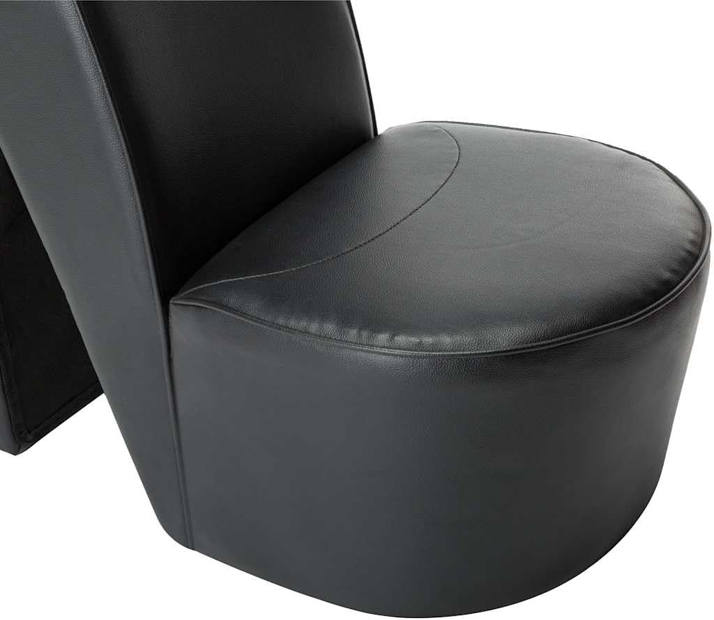 vidaXL Heeled Chair Faux Leather Black Lounge Chair Rest Chair Recliner Chair Tv Chair