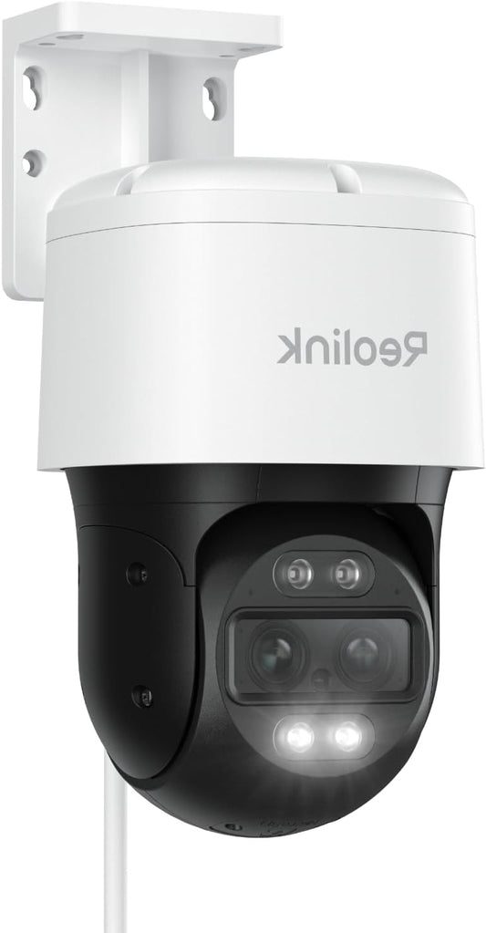 Reolink 4K Dual Lens PTZ PoE Camera 6X Hybrid Zoom, 355° Pan 90° Tilt, Night Vision in Color, Person/Vehicle/Pet Detection, Auto Tracking, Two-Way Audio, REOLINK TrackMix PoE - QUORE
