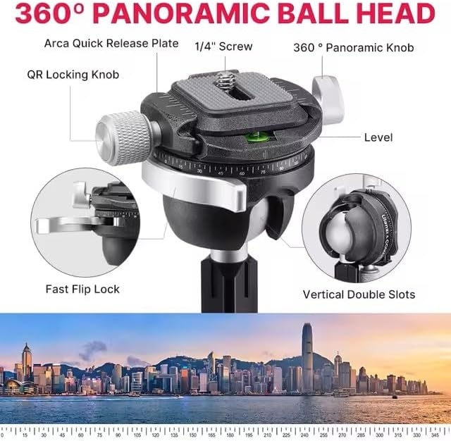 Camerastatief – Tripod – Fotostatief – Videostatief – Reisstatief – Koolstofvezel – 360° Panoramische Kogelkop