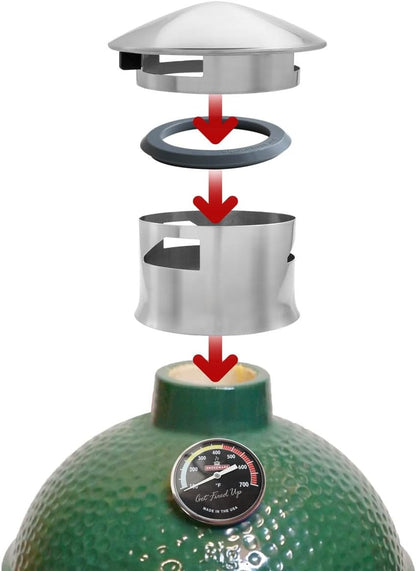 Smokeware All Weather BBQ-schoorsteenventilator voor Kamado Joe Junior & Big Green Egg Minimax (Inclusief siliconenadapter)