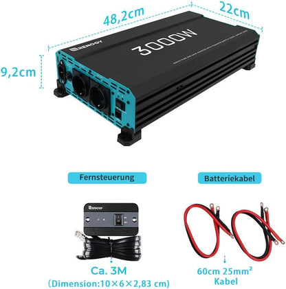 <font dir="auto" style="vertical-align: inherit;"><font dir="auto" style="vertical-align: inherit;">        Renogy Inverter 3000 W 12 V with on/off switch DC to AC with AC priority switch function       </font></font>