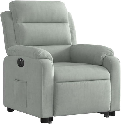 Elektrische Relaxstoel – Sta-Op Stoel – Verstelbare Fauteuil – Elektrisch Ligstoel – Relaxfauteuil Lichtgrijs – Sta-Op Functie – Fluwelen Bekleding