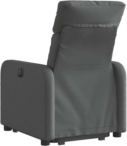 Relaxstoel Met opstahulp – Elektrische Relaxstoel – TV-stoel – Ligstoel – Elektrische Relaxfauteuil – Donkergrijs – Ademend Stof – Elektrisch Kantelsysteem tot 135°