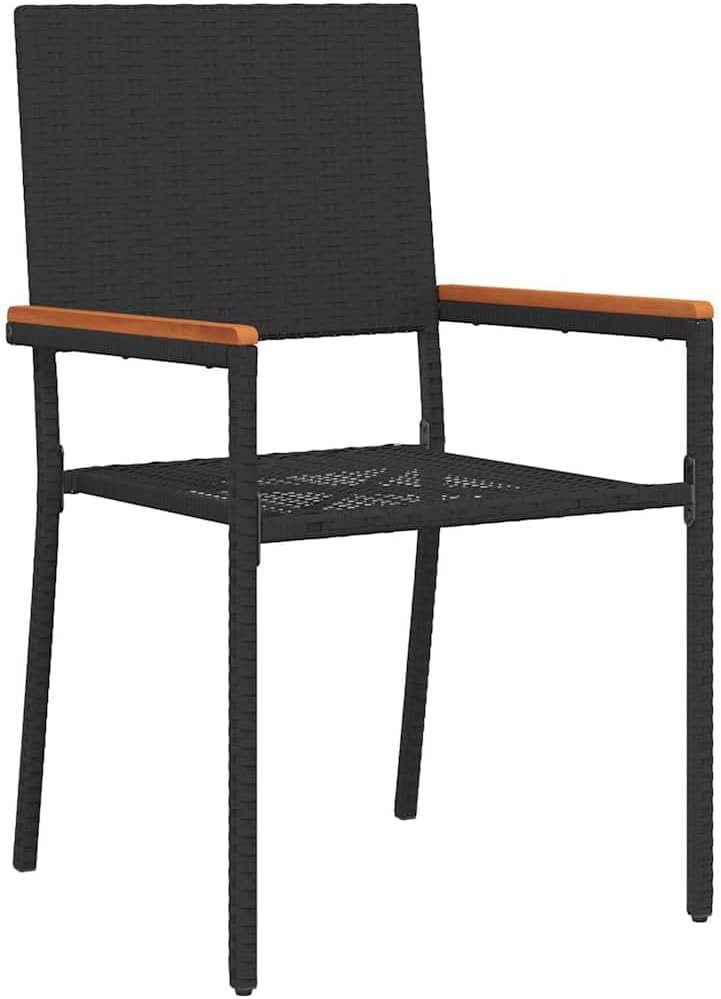 Tuinstoelen – Buitenstoel – Tuinmeubel – Terrasstoel – Stapelbare Tuinstoelen – Weerbestendig PE-Rattan – Massief Acaciahouten Armleuningen