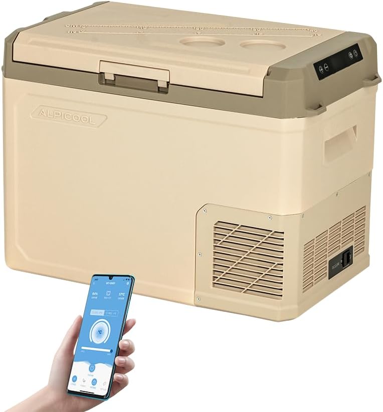 Alpicool GE40 40L elektrische compressor Koelbox/vriesbox, Mini koelkast 12/24 V en 230 V, Autokoelkast voor auto, vrachtwagen