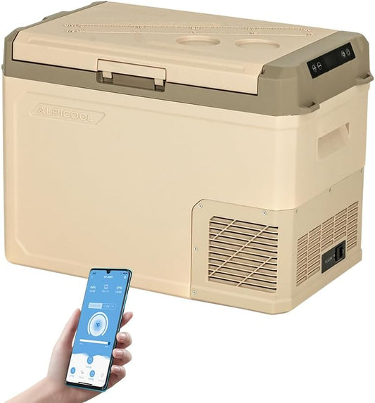 Alpicool GE40 40L elektrische compressor Koelbox/vriesbox, Mini koelkast 12/24 V en 230 V, Autokoelkast voor auto, vrachtwagen