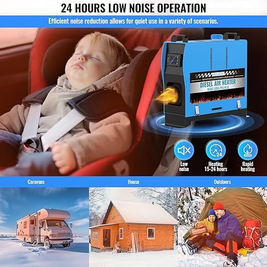 All-in-one Diesel Air Heater, Diesel Air Heater with Remote Control and LCD Display, Fast Heating and Low Noise, Portable Heater for Truck, RV, Trailer, Motorhome - QUORE