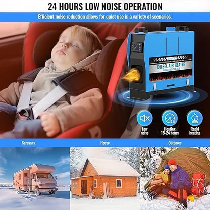 All-in-one Diesel Air Heater, Diesel Air Heater with Remote Control and LCD Display, Fast Heating and Low Noise, Portable Heater for Truck, RV, Trailer, Motorhome - QUORE