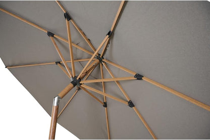Siena Garden Vero middenstokscherm houtlook Ø 300 cm frame aluminium houtlook, bekleding 100% polyester, 280 g/m² in taupe-gemêleerd, UPF 50+