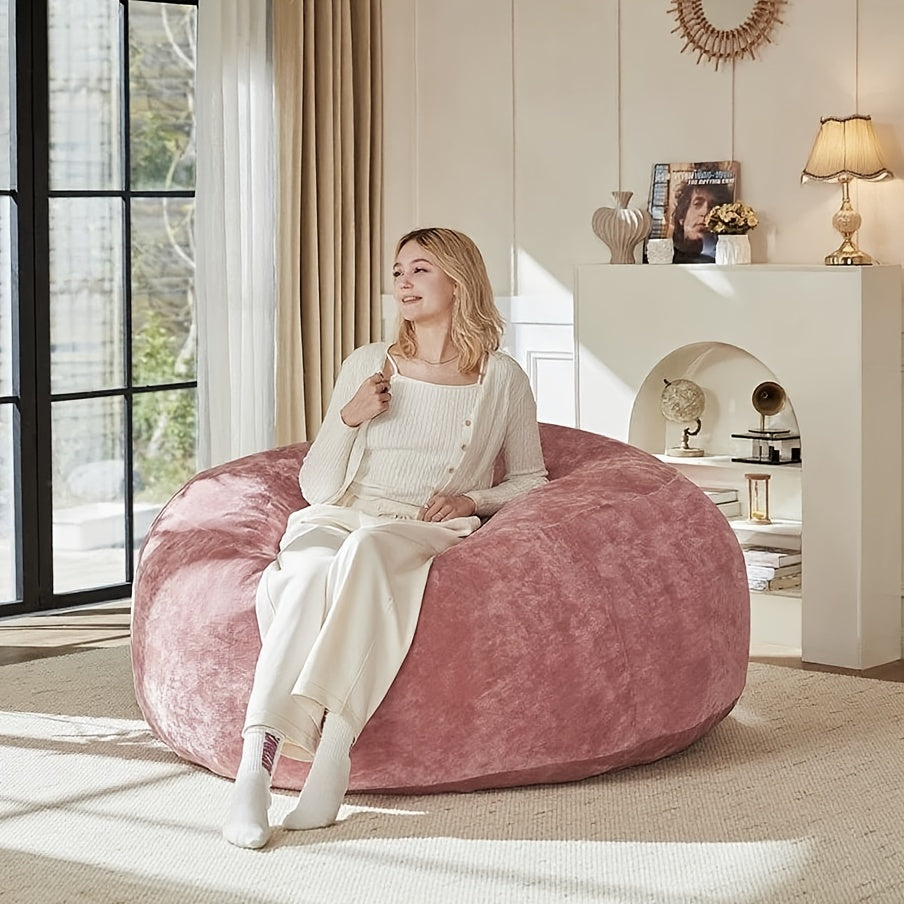 Zitzak – Bean Bag – Zitzakstoel – Loungestoel – Fauteuil – Roze – Katoen Vulling – Linnen Materiaal – Groot Formaat 150 cm