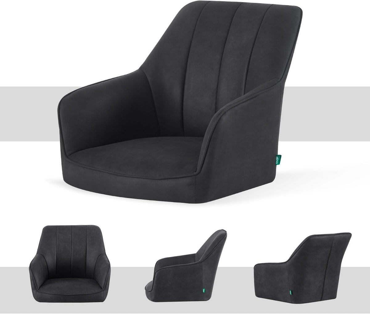 Draaistoelen Eetkamerstoelen – Keukenstoelen – Bureaustoelen – Make-up Stoelen – Set Van 2 – Gestoffeerd Zwart – Massief Eikenhout – 360° Draaibaar