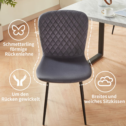 Velours Eetkamerstoelen – Velvet Stoelen – Bureaustoelen – Woonkamer Stoelen – Keukenstoelen – Set Van 2 Groene Stoelen – Metalen Frame – Zacht Foam Zitting – 86x58x45 cm – Klassiek Design
