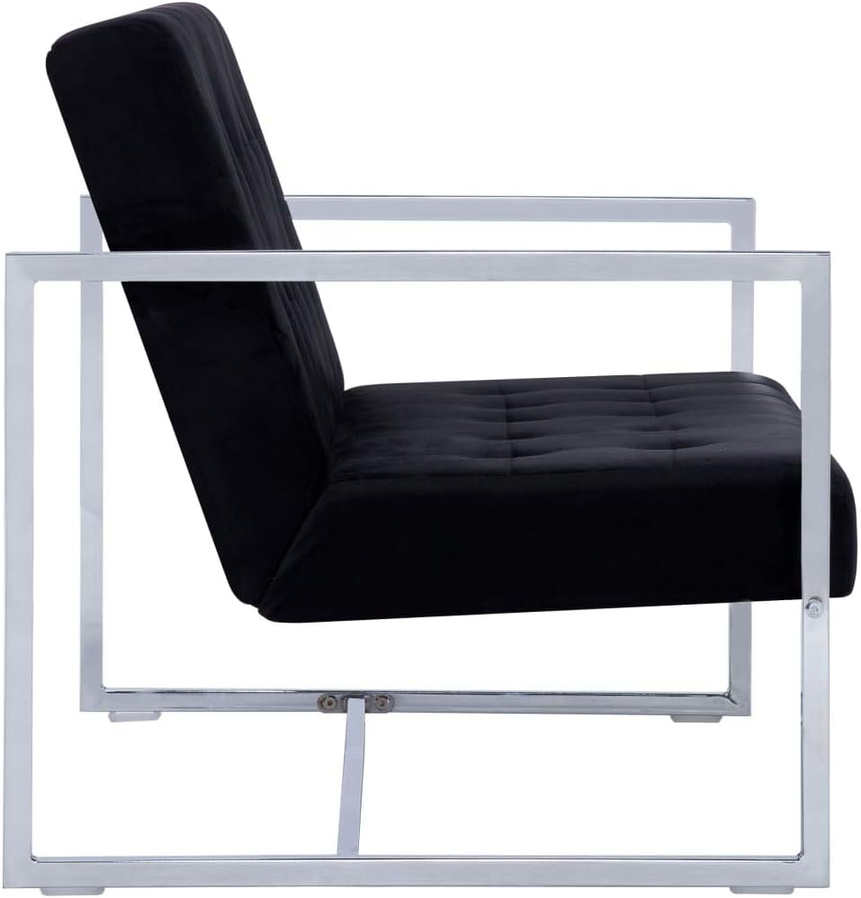 Tidyard 2-seater fabric corner sofa with chrome armrests and black velvet - QUORE