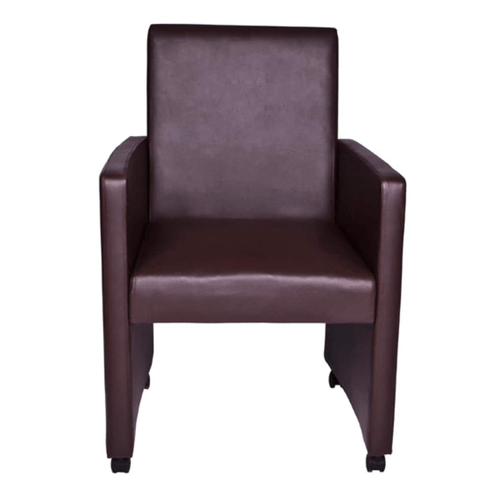 Eetkamerstoel – Stoel – Kuipstoel – Draaistoel – Armstoel – Kunstleer – Met Wieltjes – Ergonomisch Comfort – Bruin