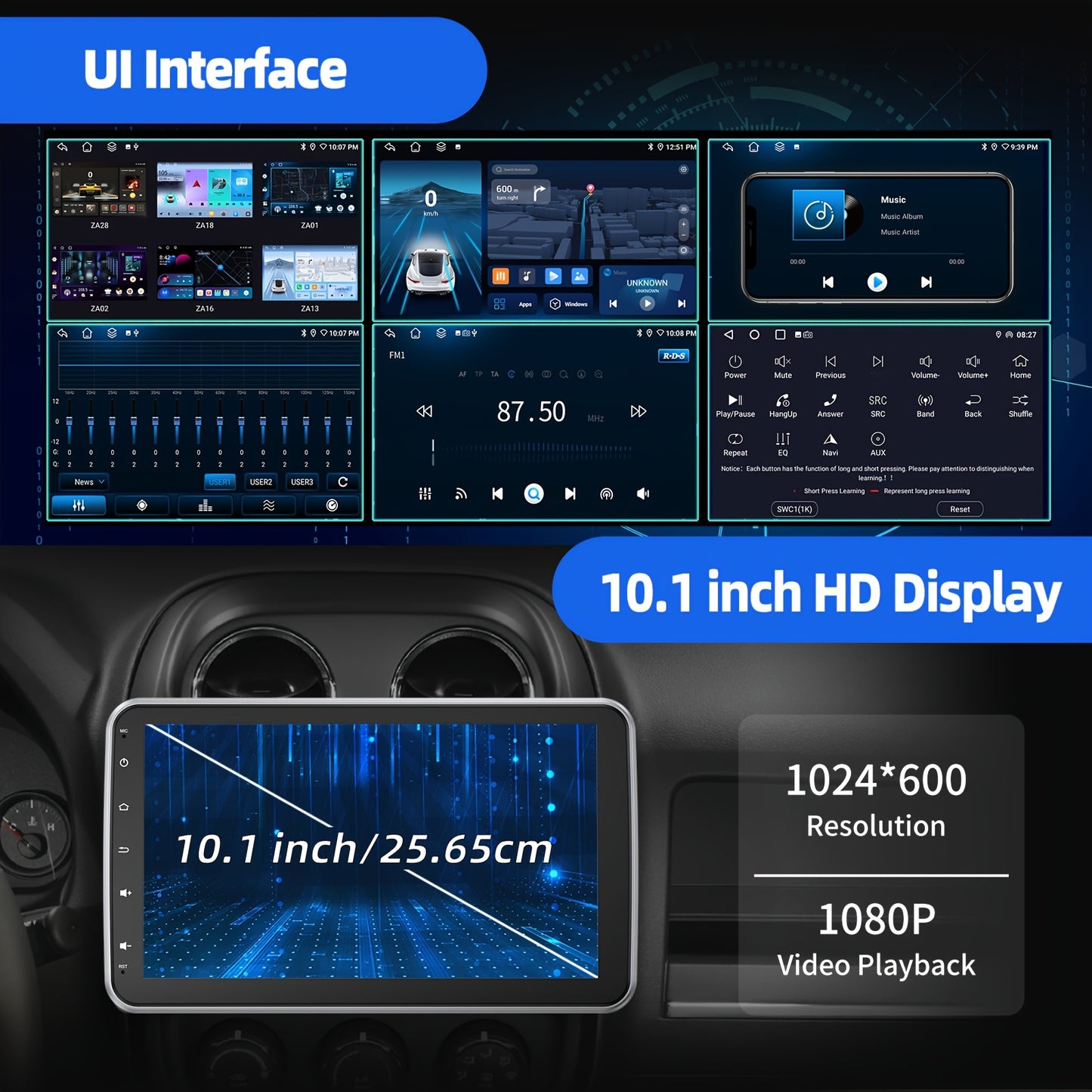 Autoradio – Auto Stereo – Multimedia Speler – Android Headunit – Single DIN – 10,1 Inch Draaibaar Touchscreen – Android 14 Met Wireless CarPlay & Android Auto