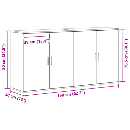 Sideboard – Dressoir – Opbergkast – Kast – Buffetkast – Bruin – Massief Hout – 3 Ruime Lades – Compact 79x38x80 cm