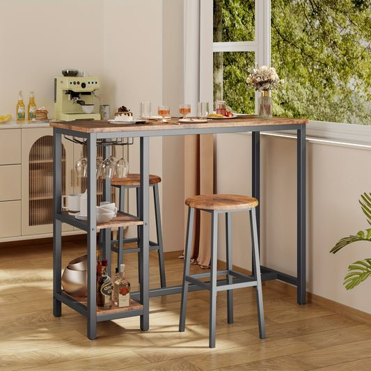 Bartafel – Barkruk – Barmeubel – Barset – Bartafelset – Vintage Kleur – Compact Ontwerp – MDF Houtafwerking