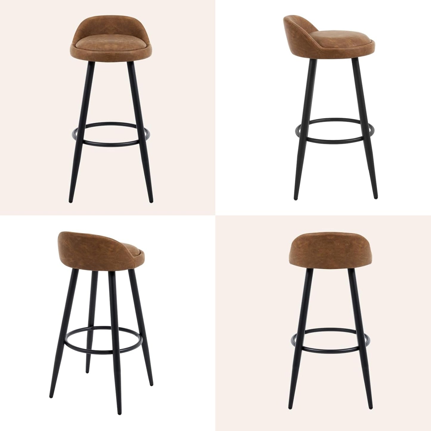 Barkruk Set van 2 - Stoel - Kleine stoel - Keukenstoel - 37,5 cm x 34 cm - Bruin