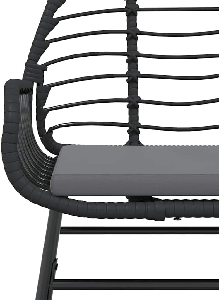vidaXL 5 Piece Garden Set with Cushions Poly Rattan Glass Black,Outdoor Dining Set,Garden Dining Furniture,Garden Dining Table and Chairs,Patio Dining Set - QUORE